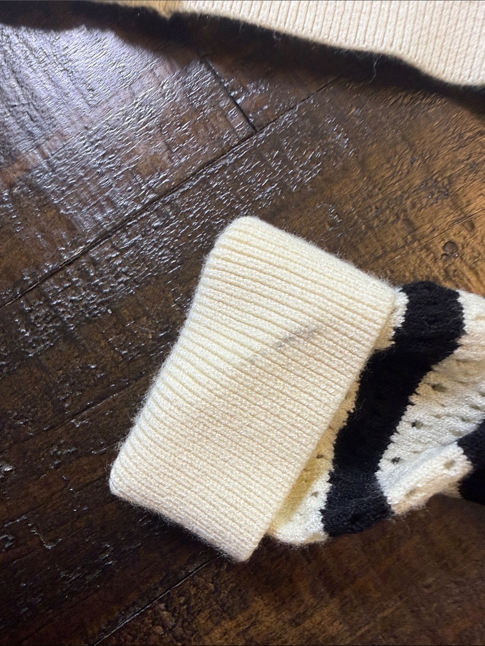 Amanda Uprichard Seine Cardigan XS Black Cream Striped Pointelle Crop - Picture 10 of 10